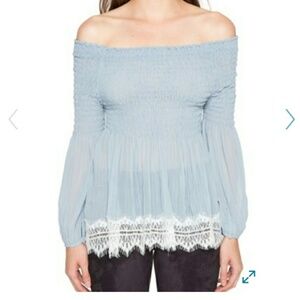 Willow & Clay Shirred Off the Shoulder Top